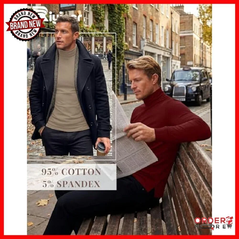 Men's Thermal Turtleneck 3-Pack Slim Fit Long Sleeve Knitted Pullover